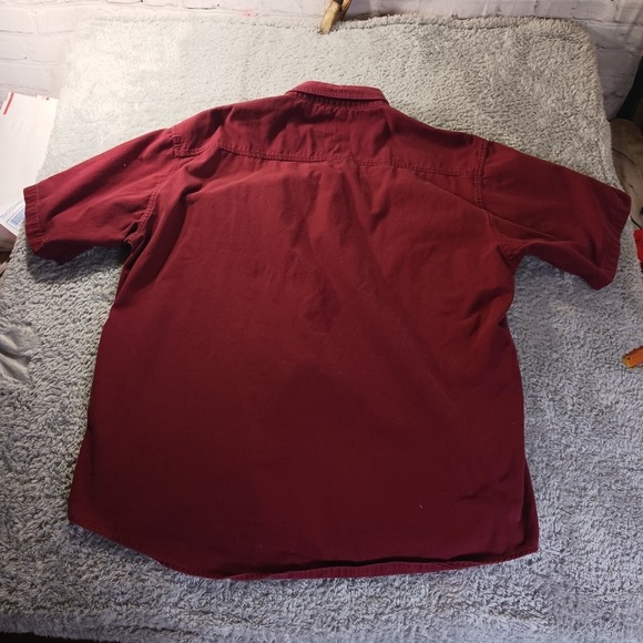 Cabela's 2XL Tall Button Down Denim Shirt Burgundy Workwear Outdoor Casual - Picture 5 of 8
